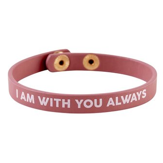 Leren armband met drukknoop I am with you always