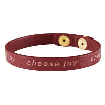 Leren armband met drukknoop Choose joy