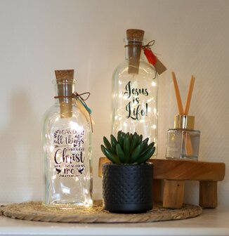 Fles 500ml met kurk en led-lampjes I can do all things