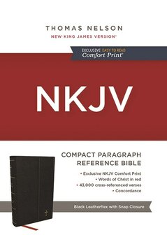 NKJV Comp. Ref.  Par. St. Bible Black, Leather Look 