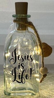 Fles 250ml met led-lampjes Jesus is life