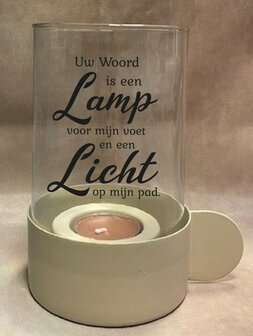 Sfeerlicht met waxine kaarsje Uw Woord is een lamp