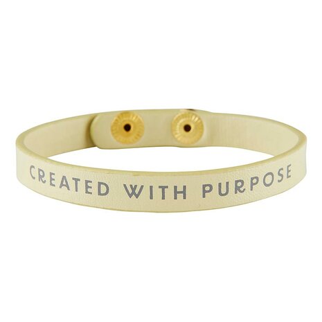 Leren armband met drukknoop Created with purpose   