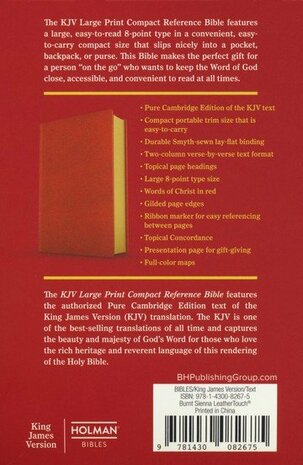 KJV LP Comp. Ref. Bible Burnt Sienna, Leathertouch