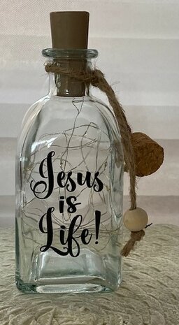 Fles 250ml met led-lampjes Jesus is life