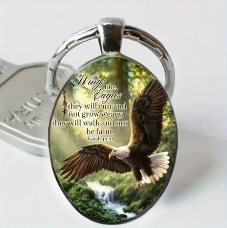  Sleutelhanger metaal/epoxy Eagle Isaiah 40:31