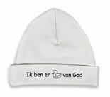 Babymutsje-wit-62-68-Ik-ben-er-eendje-van-God-zwart