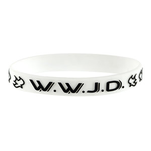 Armband siliconen WWJD duif wit