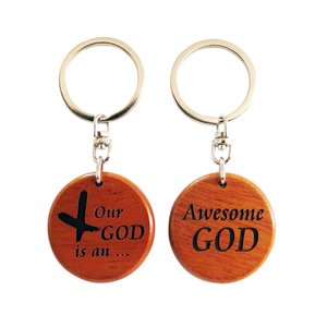 Sleutelhanger hout awesome God rond