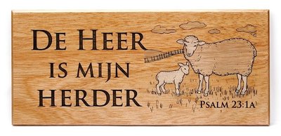 Wandbord 22x10cm Psalm 23:1a de Heer is mijn herder