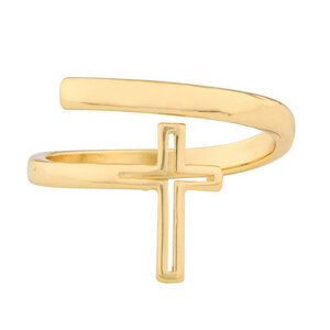  Adjustable goldplated ring open cross