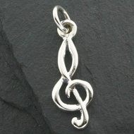 925 sterling silver hanger muzieksleutel 22x8x1,5mm