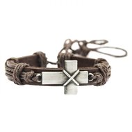 Armband leer metalen kruis