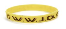 Armband siliconen WWJD duif geel