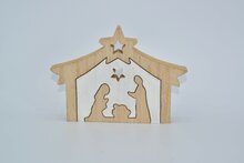 Houten nativity scene 20x14cm