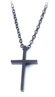 Necklace stainless steel Cross black