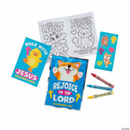 Coloring booklet and sticker sheet crayons