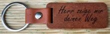  Keychain wood/leather Herr zeige mir deiner Weg 